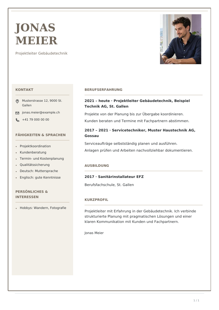 Lebenslauf – Linen Frame