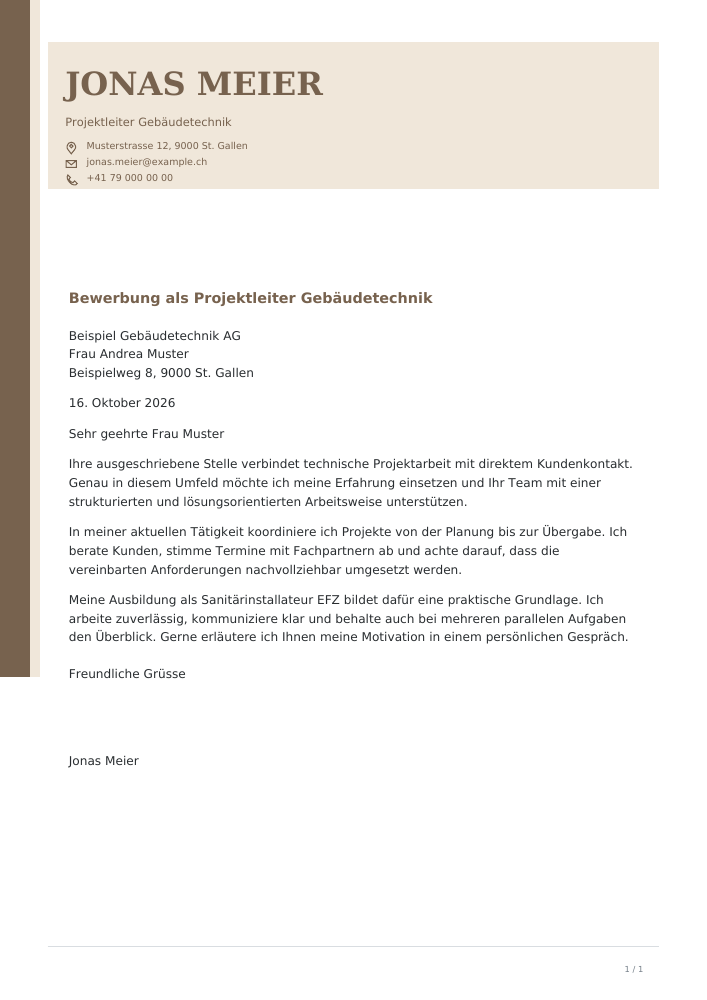 Bewerbungsschreiben – Dune Atelier