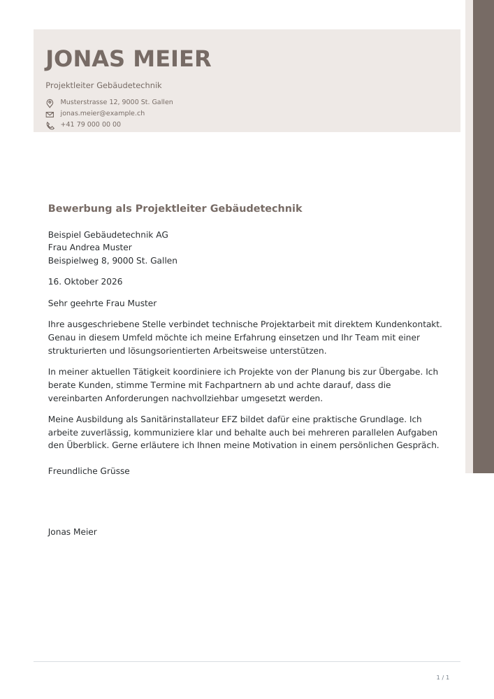 Bewerbungsschreiben – Taupe Studio