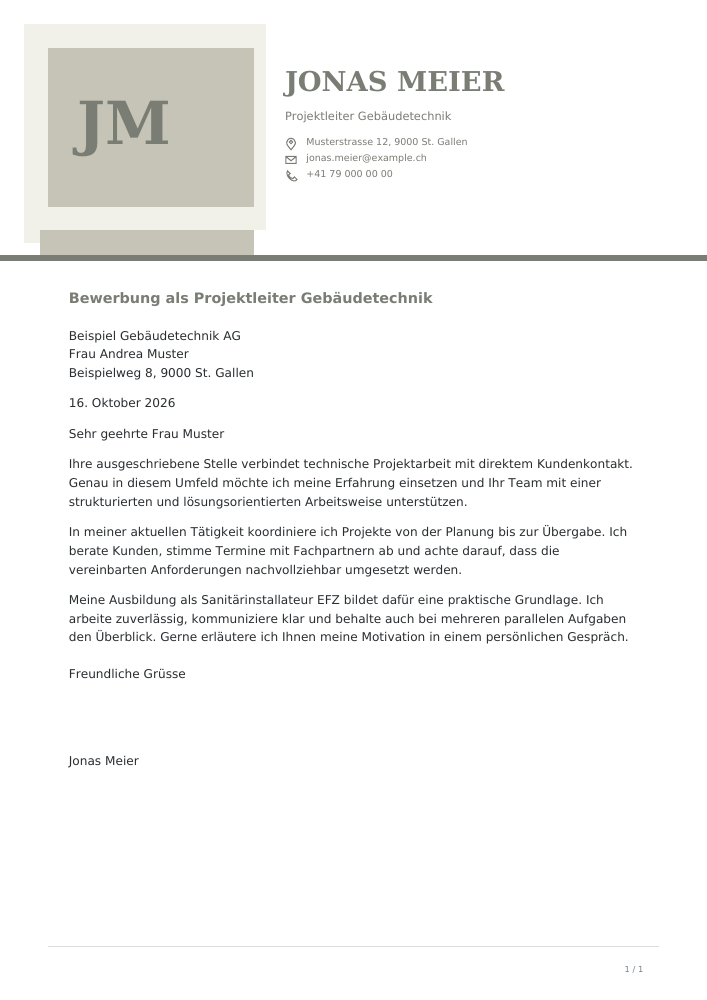 Bewerbungsschreiben – Limestone Portfolio