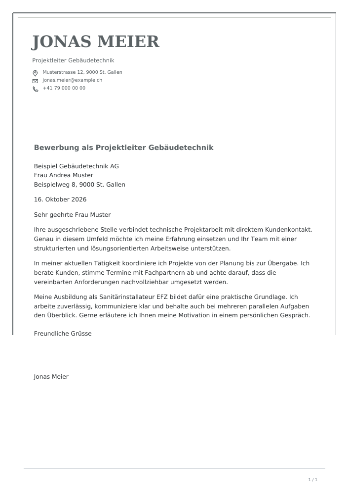 Bewerbungsschreiben – Ivory Precision