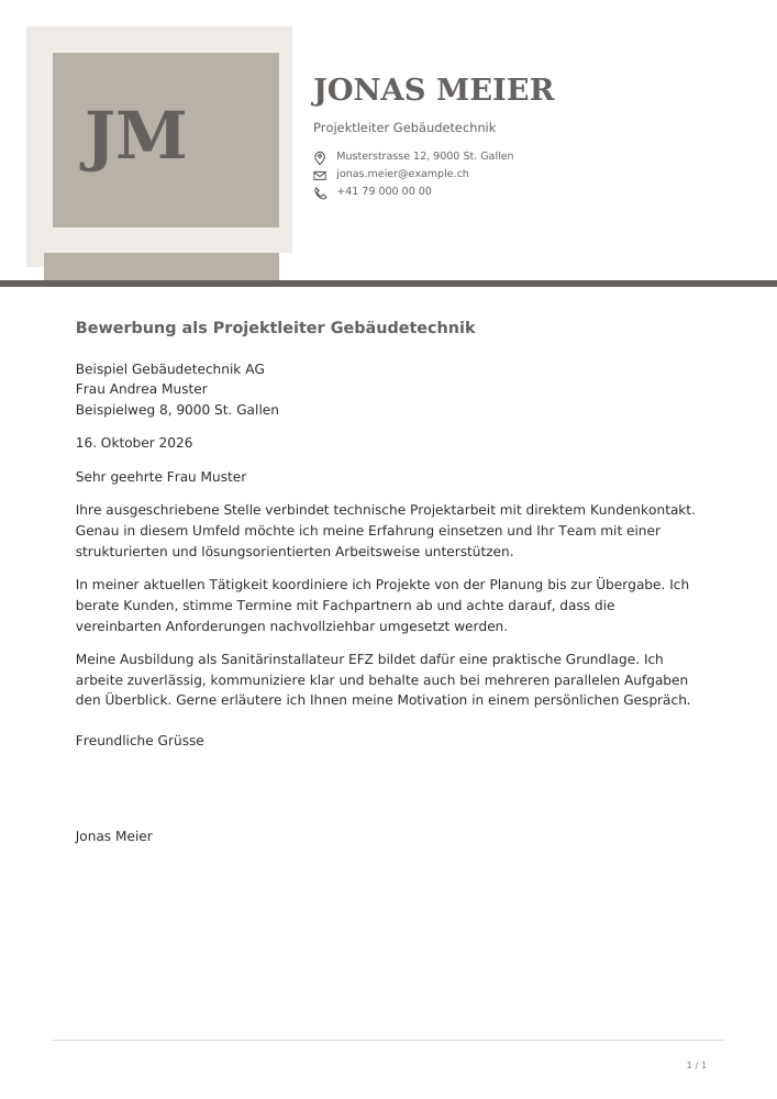 Bewerbungsschreiben – Stone Offset